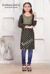 Grishma Kids Wear Foil Printed Georgette Girls Kurtis Wholesale Online

